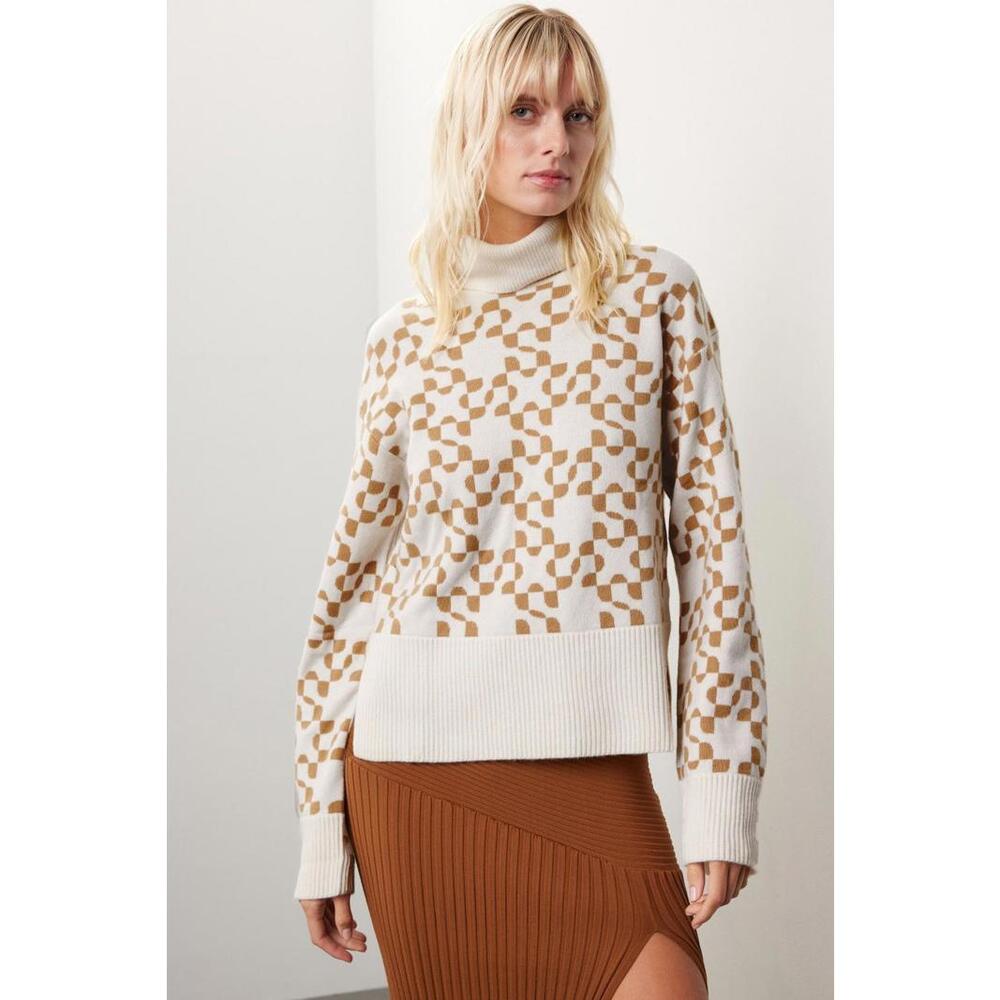 SIMKHAI Charlenne Logo Brown Sweater Size M with lints